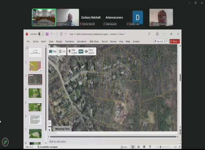 Aerial map showing property boundaries and measurement tools