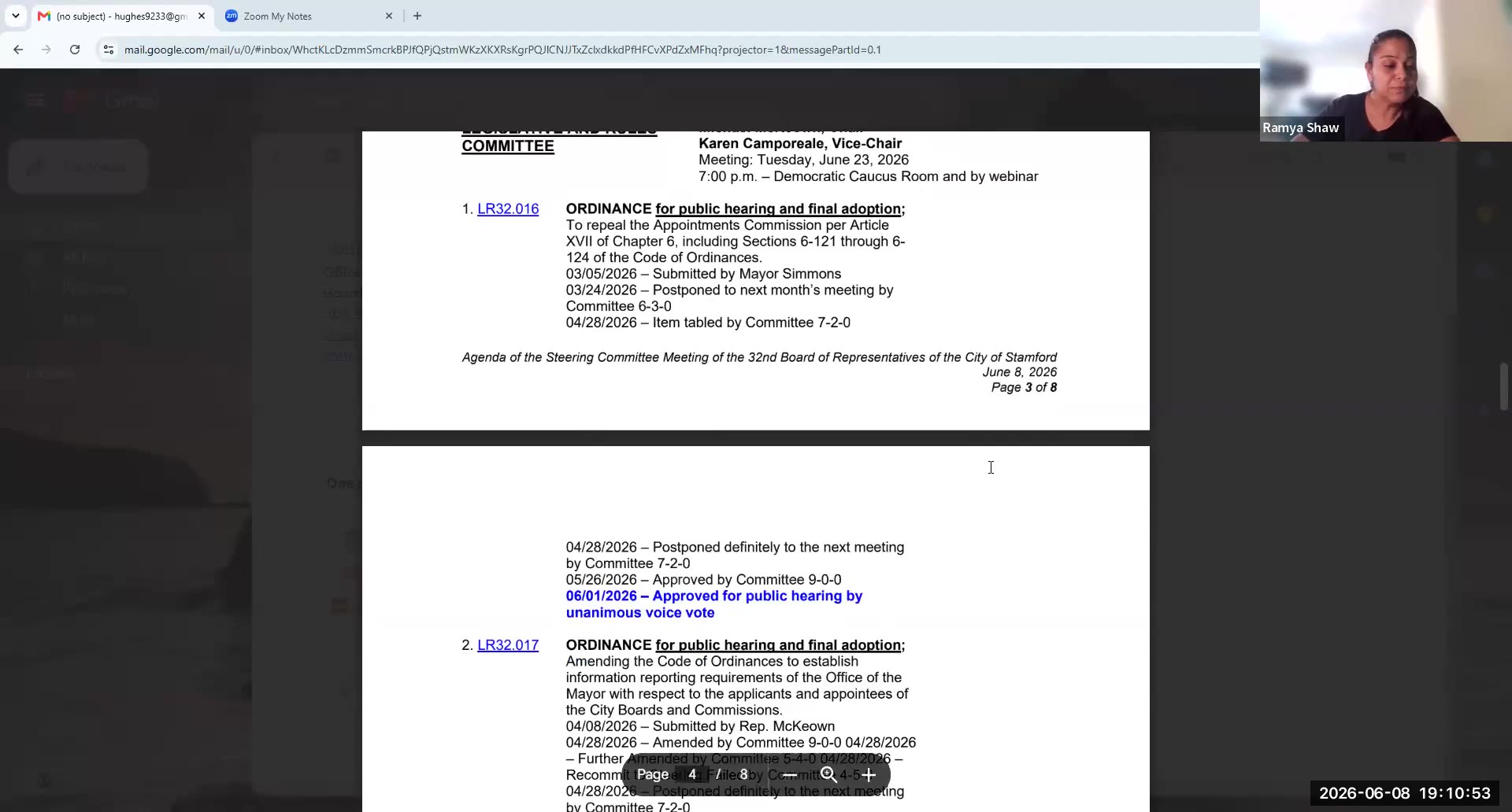 Legislative and rules committee ordinance details