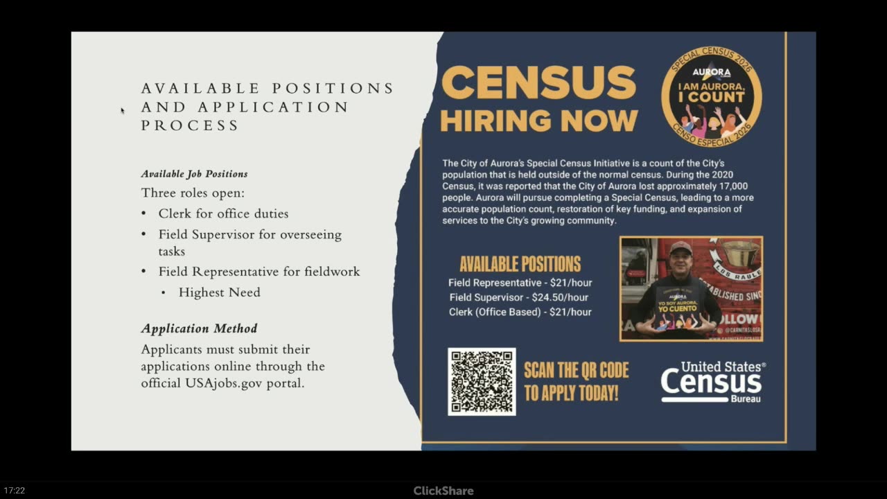 Slide: Census hiring now - positions and application info