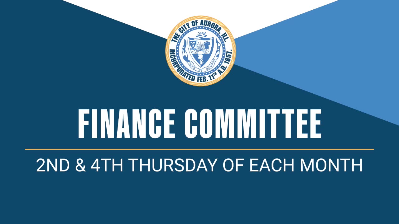 Finance Committee title slide with City of Aurora seal