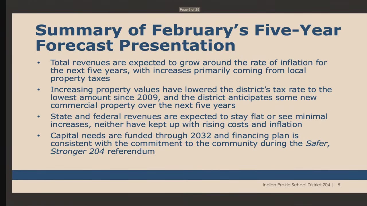 Five-year forecast summary bullets