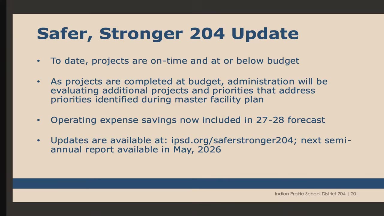 Safer Stronger 204 project update bullets