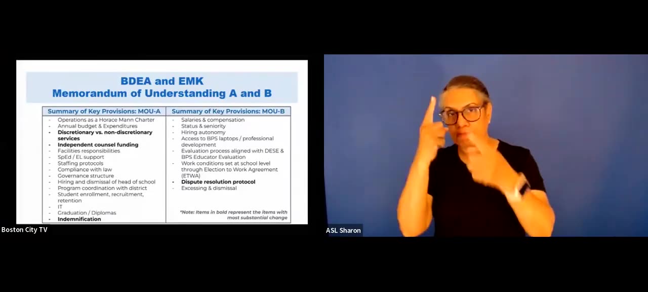 BDEA and EMK MOU key provisions table