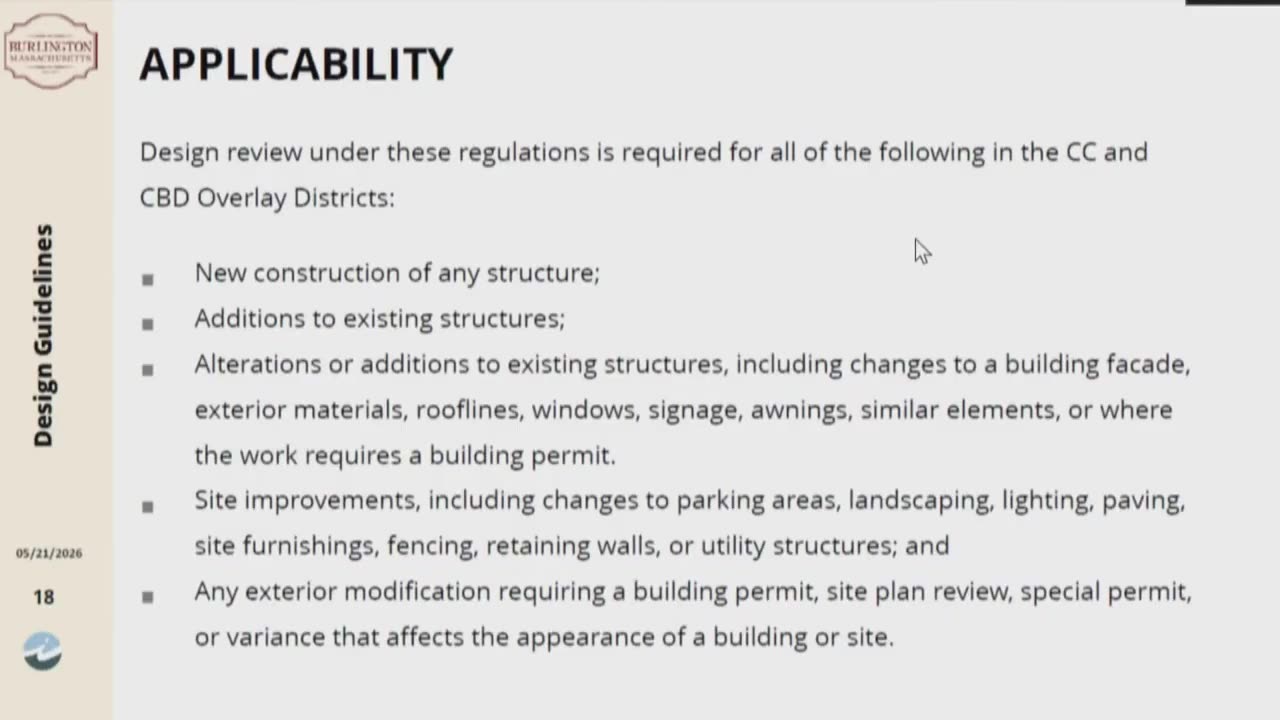 Applicability requirements for CC and CBD Overlay Districts