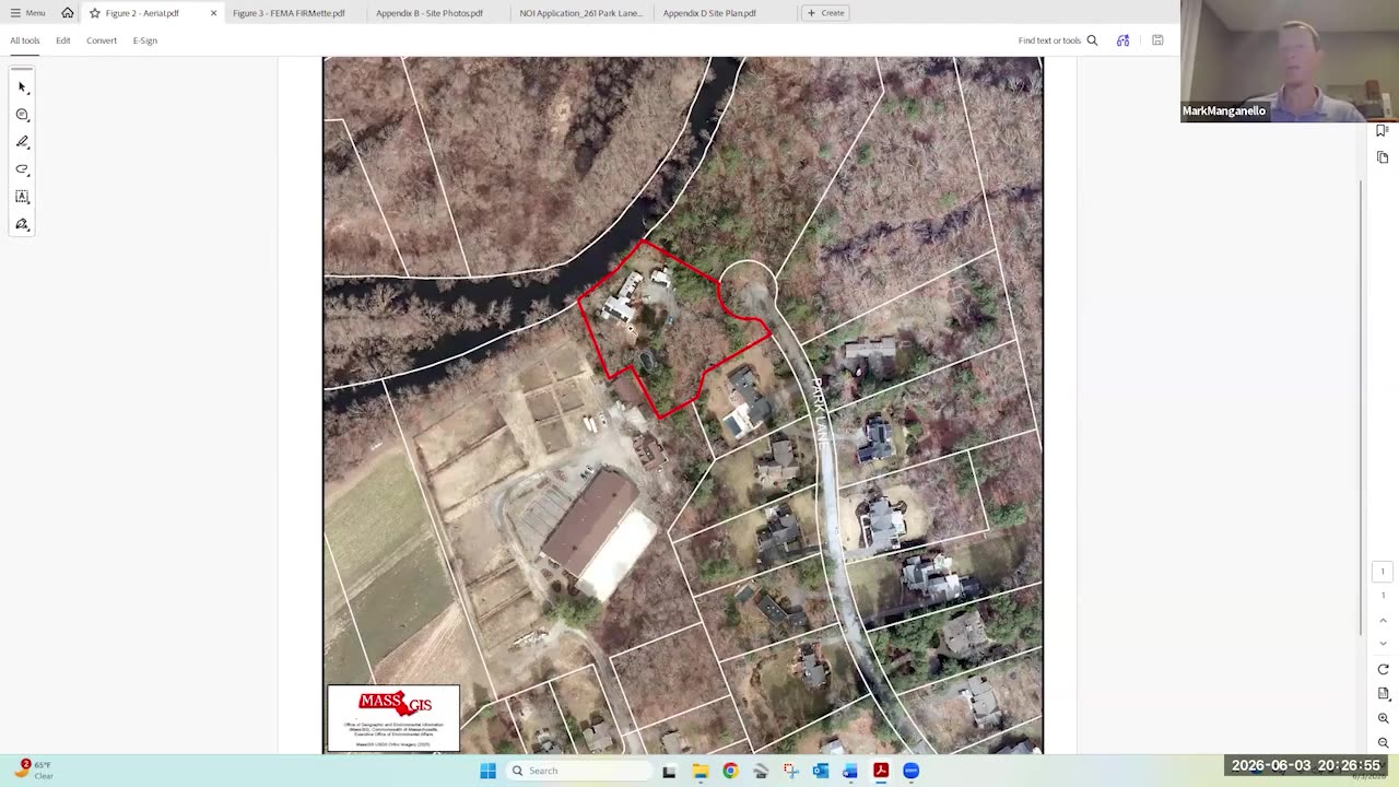 Aerial site map with property boundary overlay
