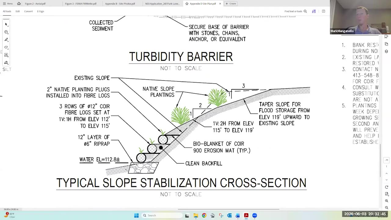 Typical slope stabilization cross-section diagram