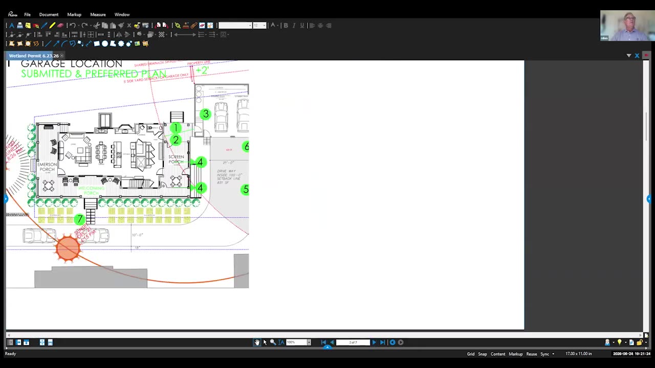 Garage location floor plan with submitted and preferred options