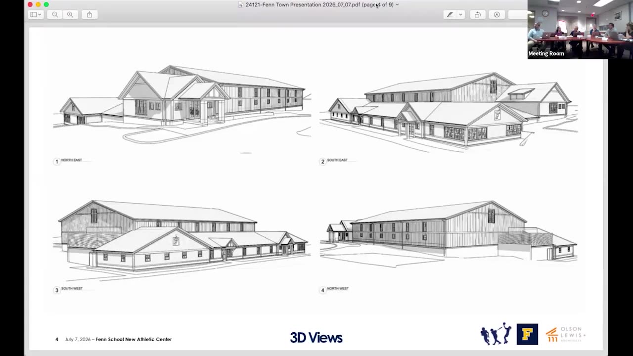 3D architectural views of proposed athletic center from multiple angles