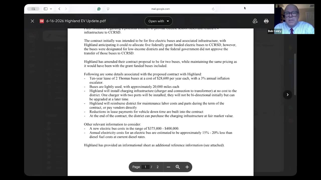 Highland EV school bus contract proposal document