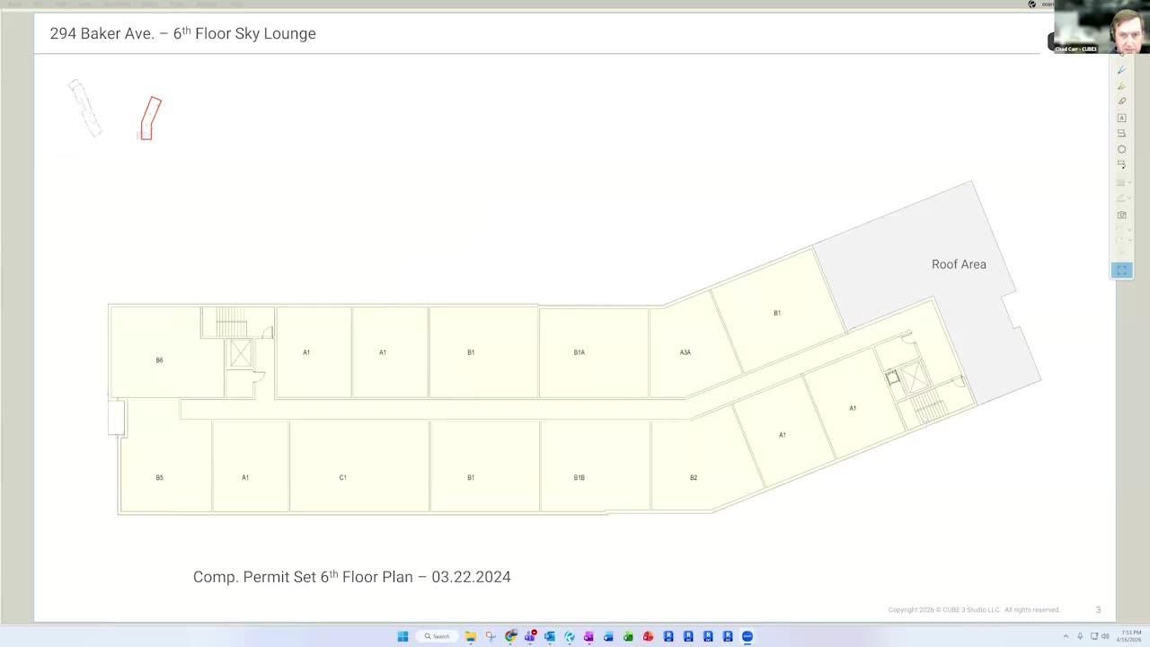 6th floor sky lounge architectural plan for 294 Baker Ave