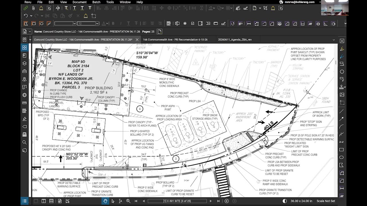 Site plan detail showing canopy, tanks, and site layout