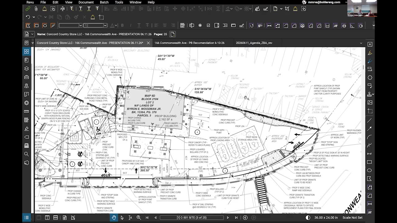 Site plan with parcel boundaries and proposed features
