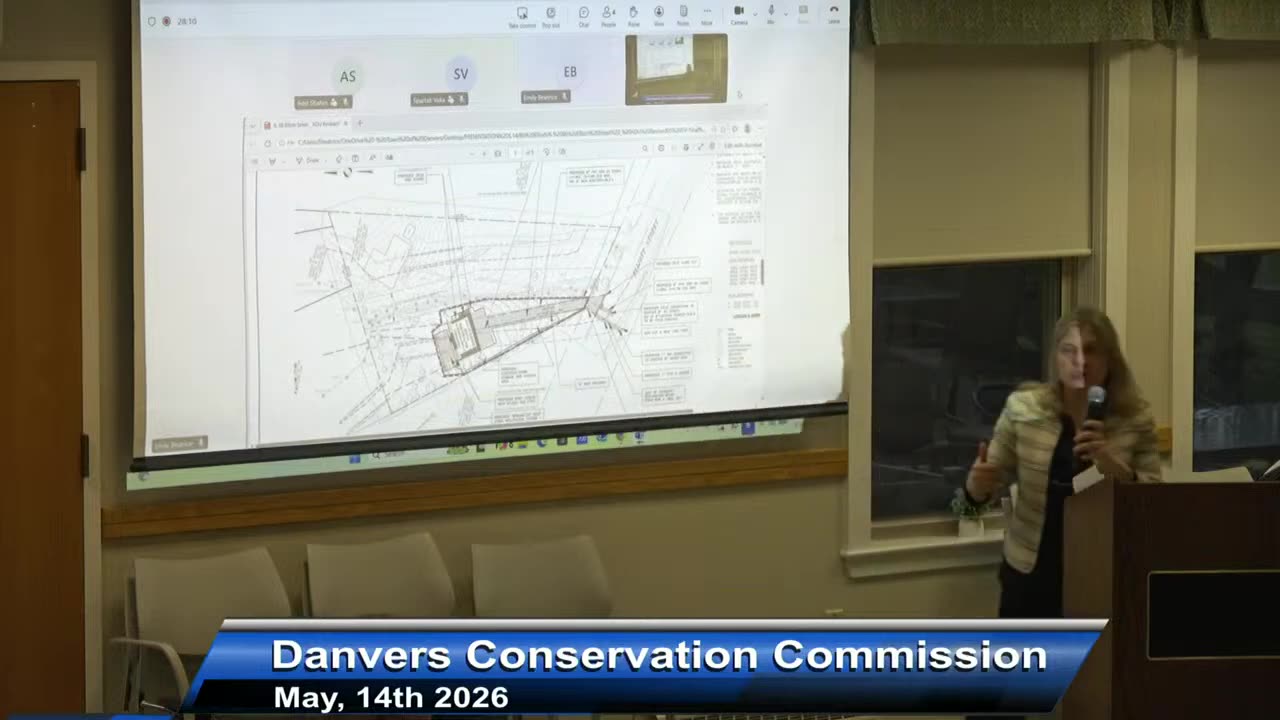 Projected site plan with annotations during presentation