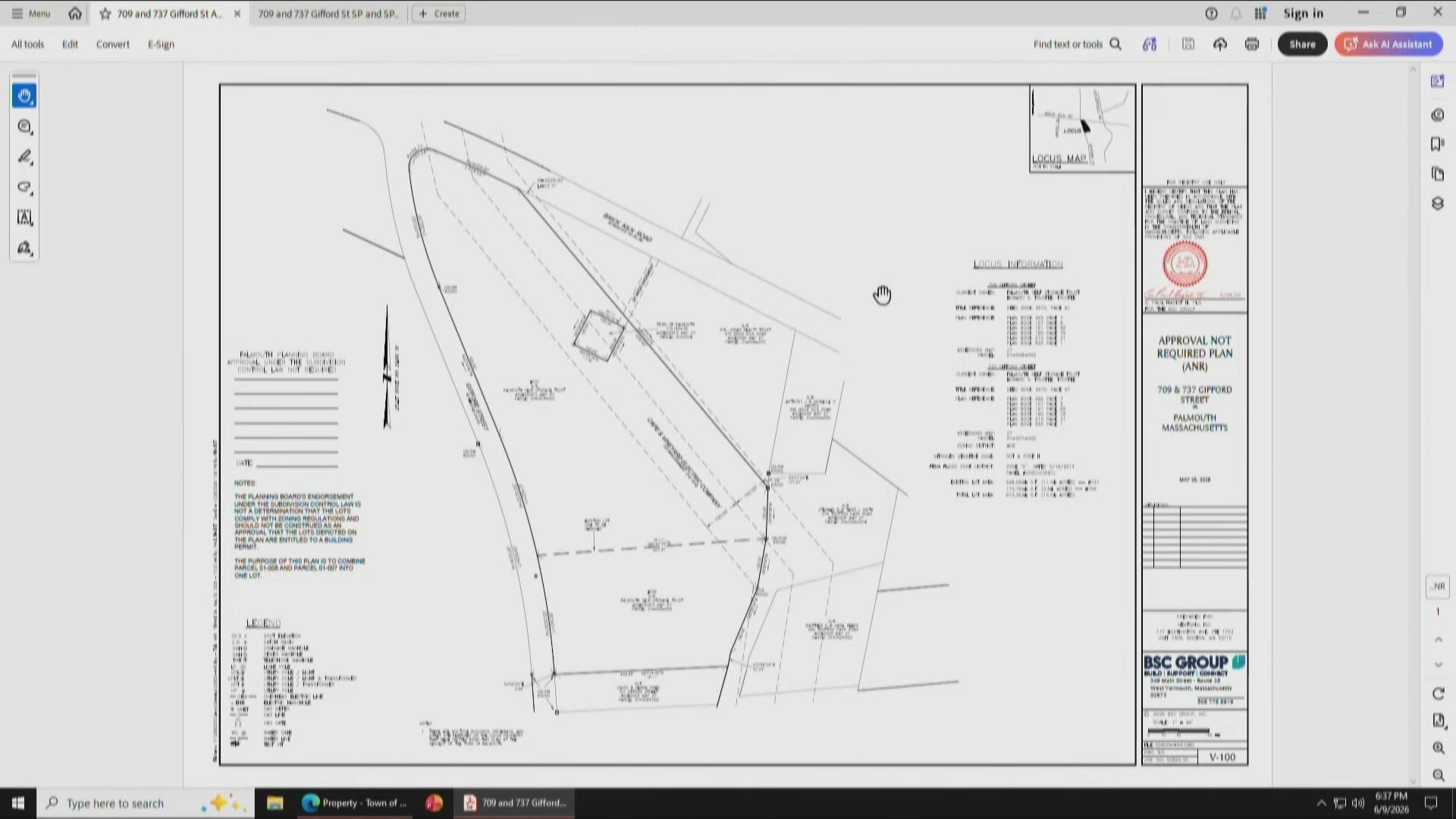 Site plan for 709 & 737 Gifford St, Falmouth MA
