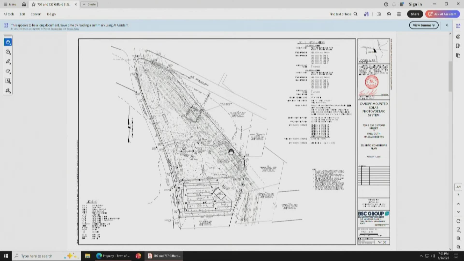 Existing conditions plan, Gifford St properties with solar layout