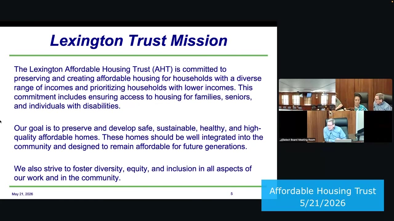 Lexington Affordable Housing Trust mission and goals statement