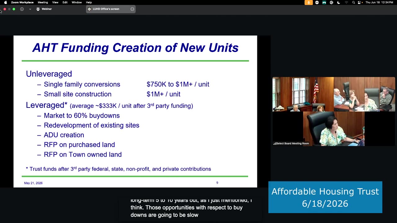 AHT Funding slide: Creation of New Units (leveraged costs detail)
