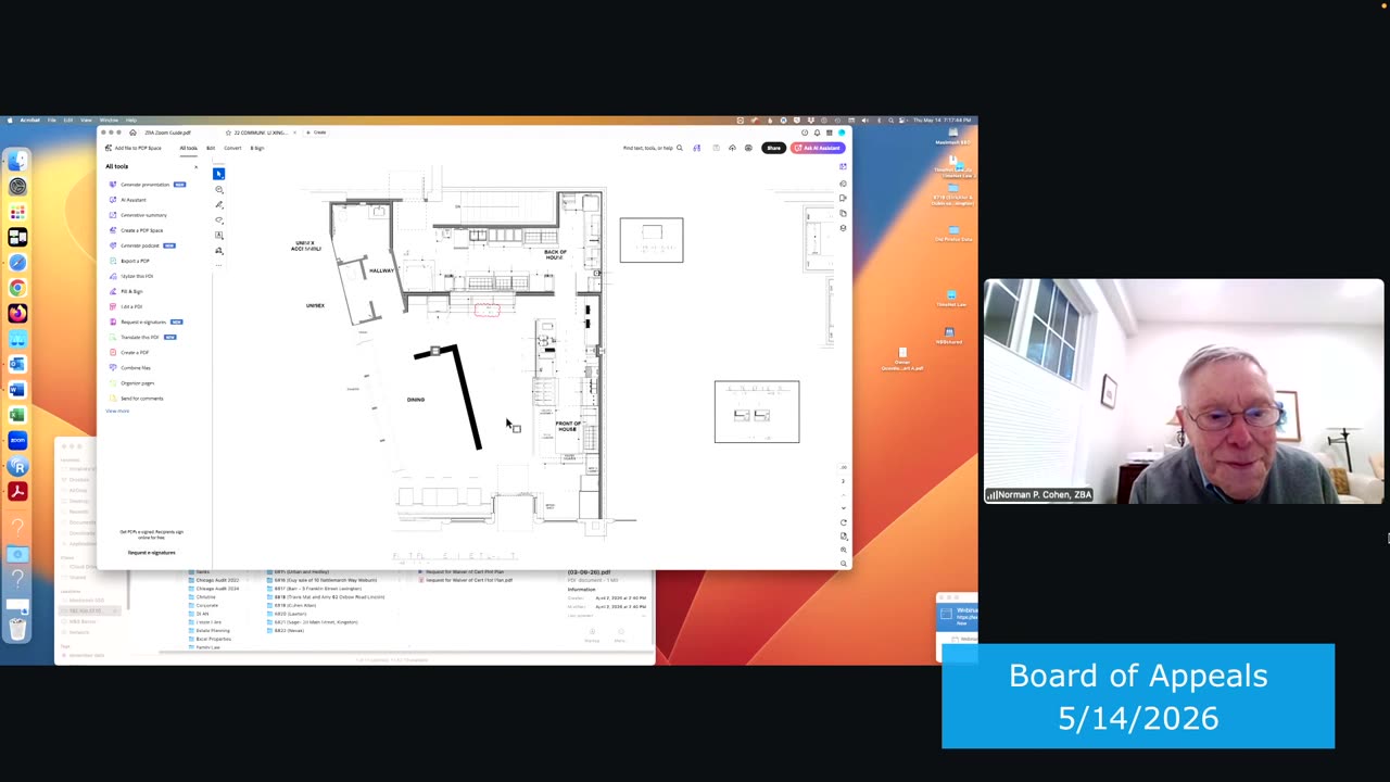 Architectural floor plan and site details presented to ZBA
