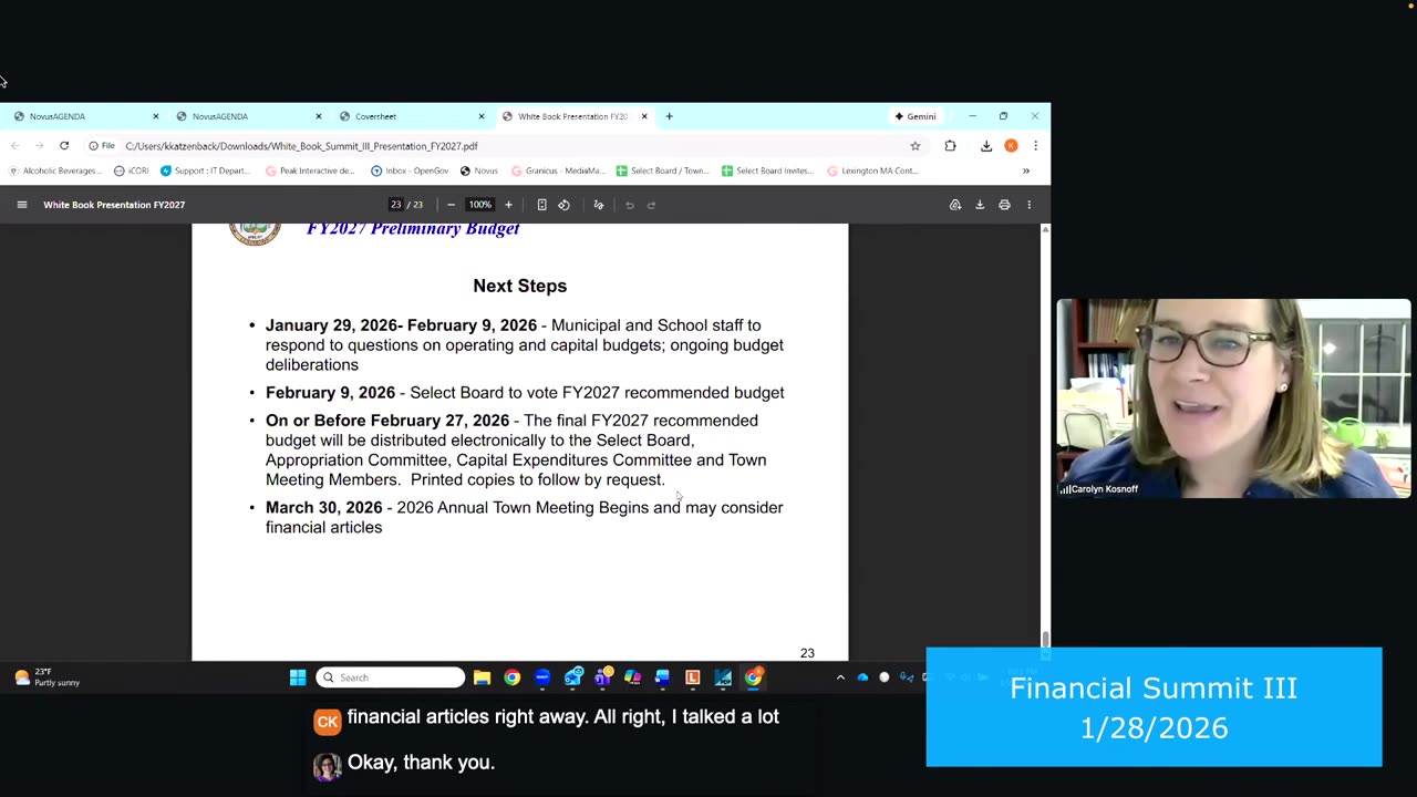 Next Steps timeline for FY2027 budget process