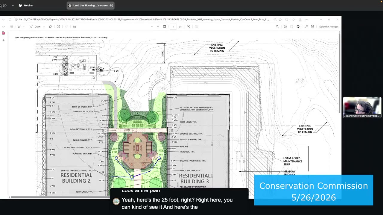 Site plan showing Residential Buildings 2 and 3 with landscaping and vegetation details