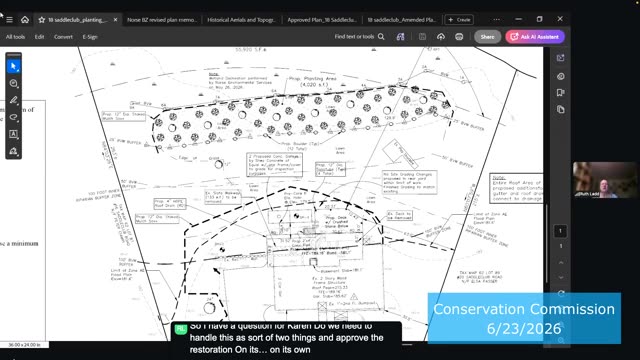 Site plan map showing parcel layout, buffers, and restoration areas