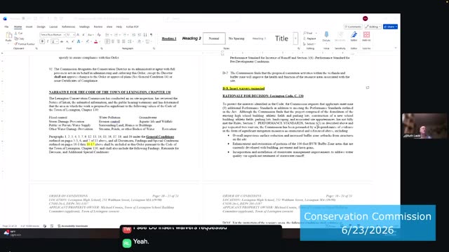 Town code excerpt on conservation performance standards