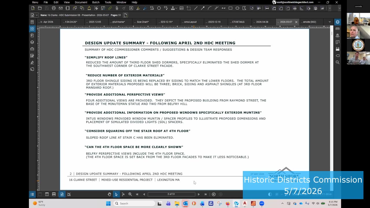 Design update summary with HDC commissioner comments