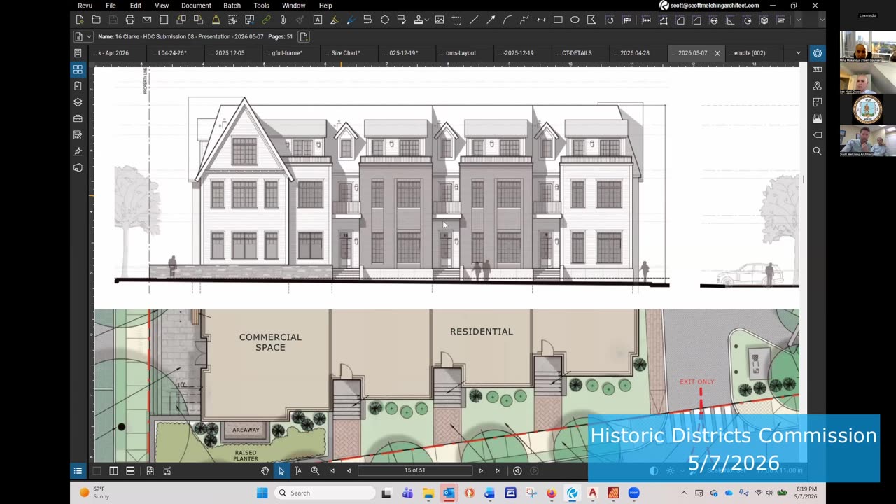 Building elevation and commercial/residential floor plan