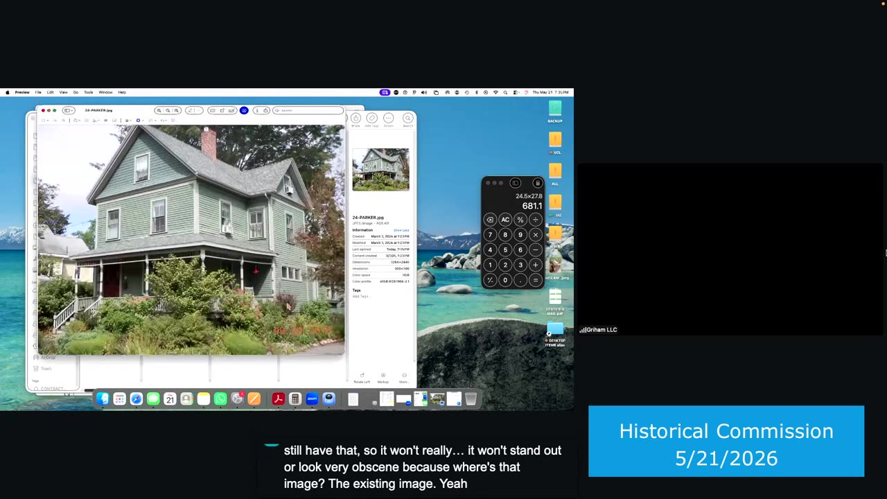 Color photo of green historic house in image viewer