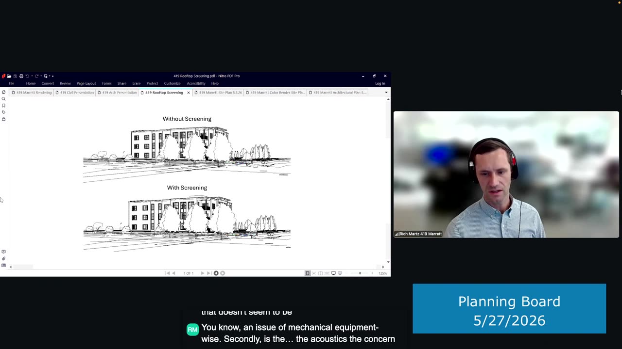 Architectural comparison: building elevation without and with screening