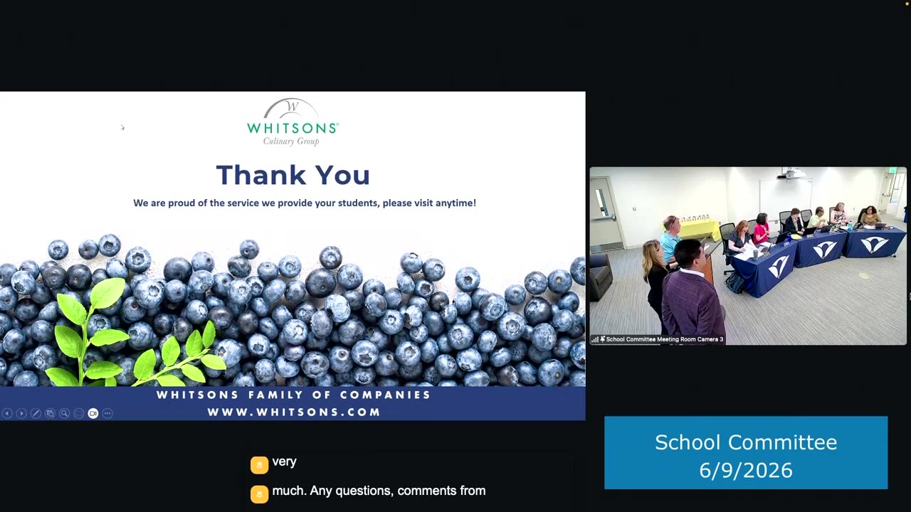 Thank you slide from food service provider