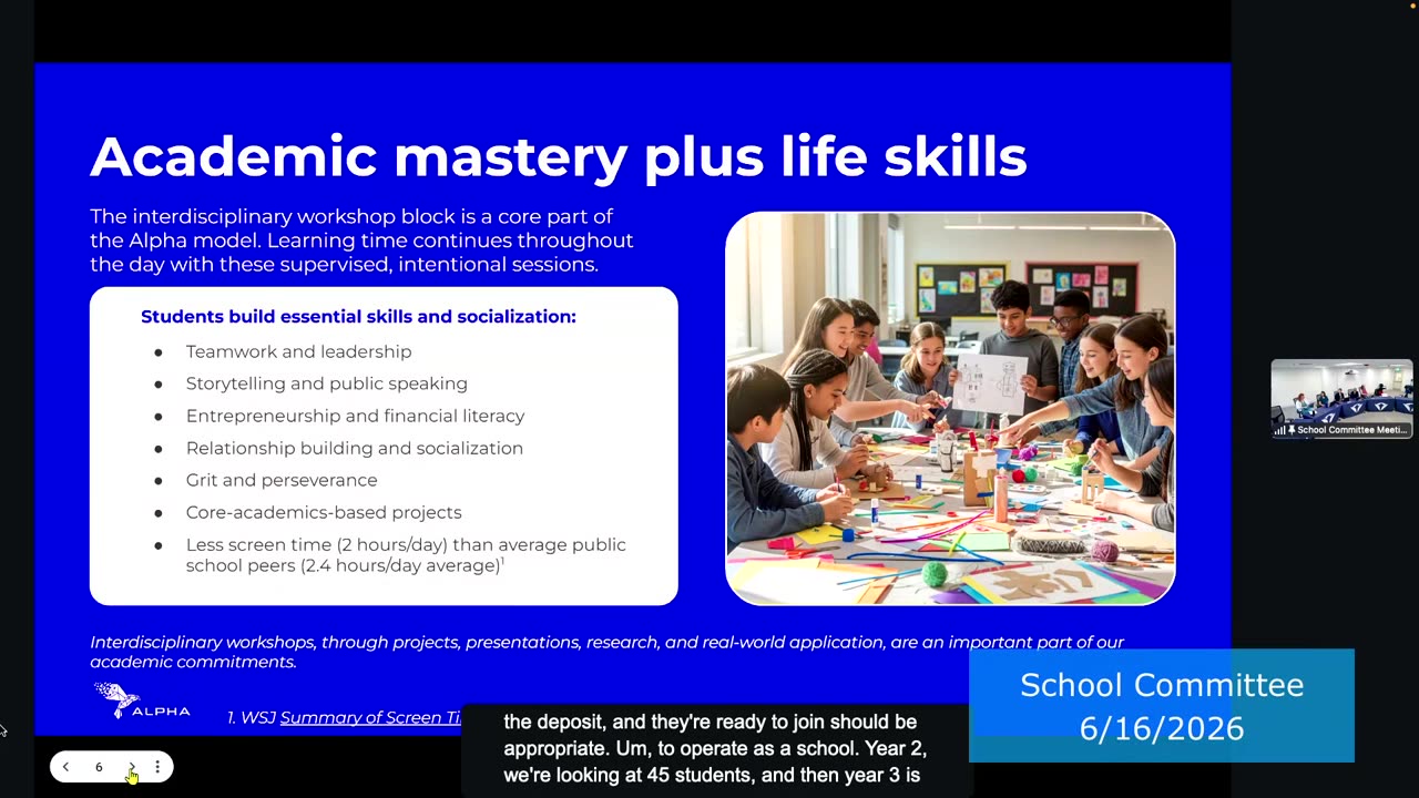 Academic mastery plus life skills slide with workshop photo
