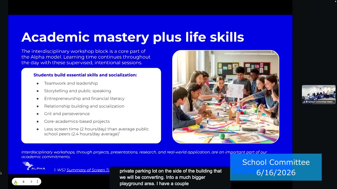 Academic mastery plus life skills slide with workshop photo