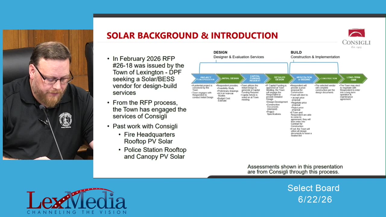 Solar Background & Introduction slide with project timeline