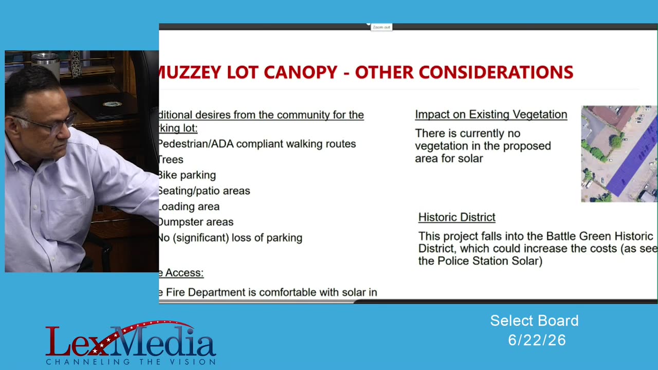 Muzzey Lot Canopy considerations slide with site map