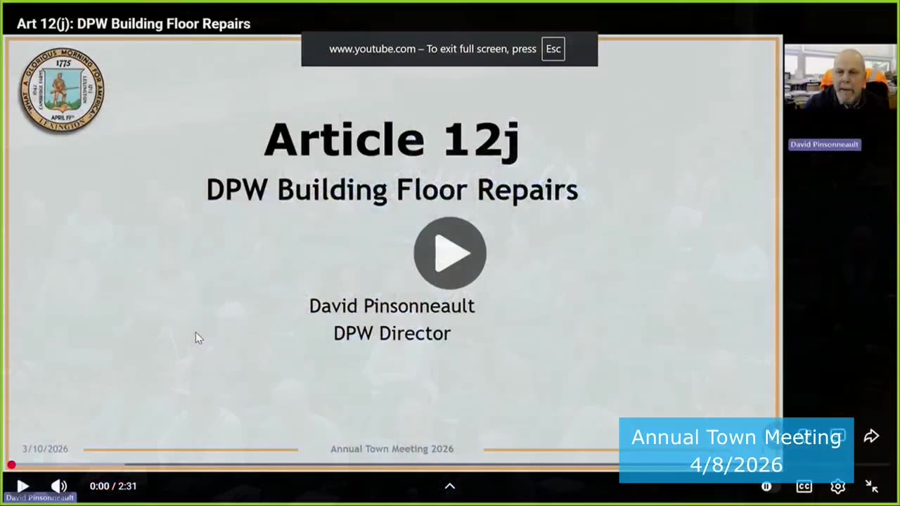 Article 12j: DPW Building Floor Repairs presentation