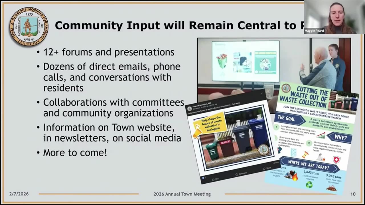 Community input slide on waste collection with graphics