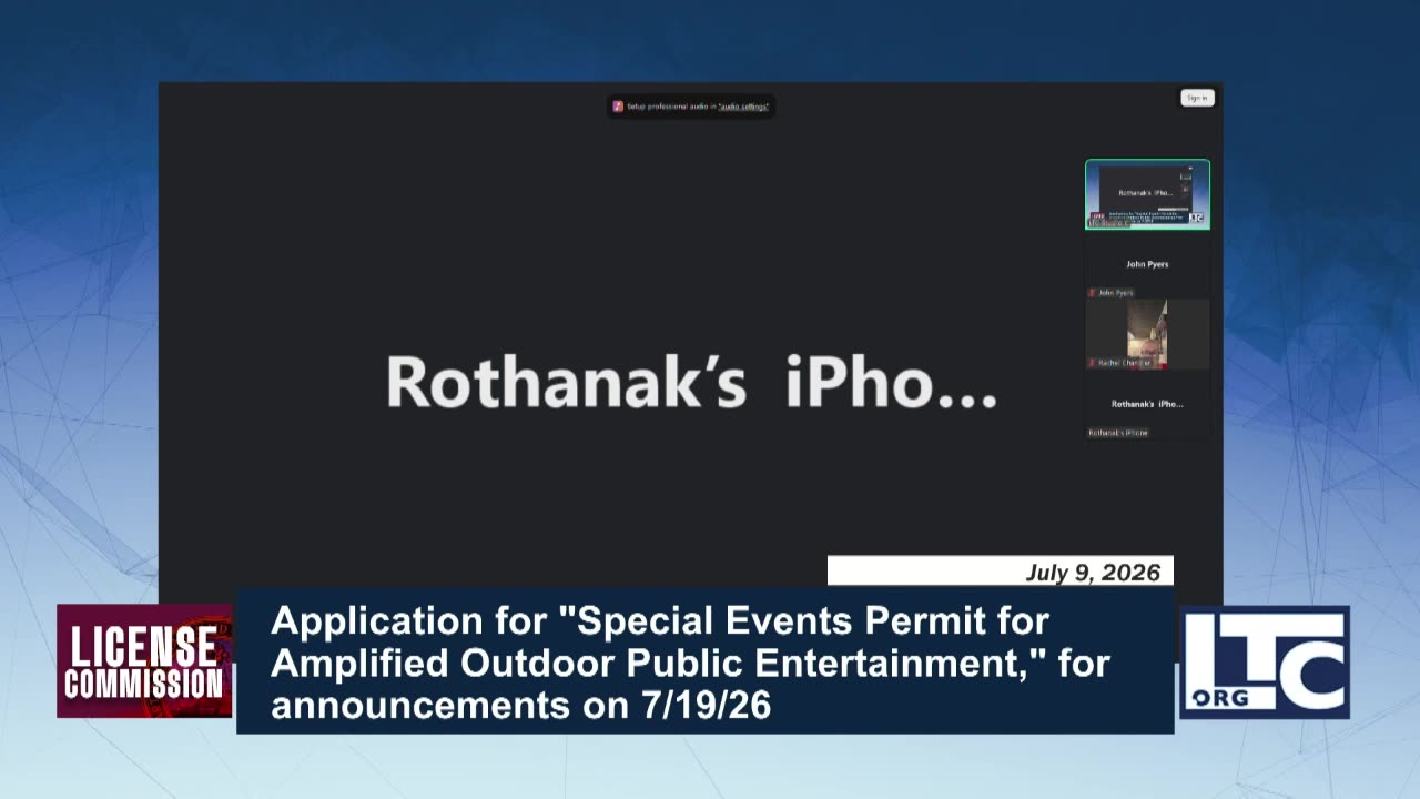 Application for Special Events Permit for Amplified Outdoor Public Entertainment on 7/19/26