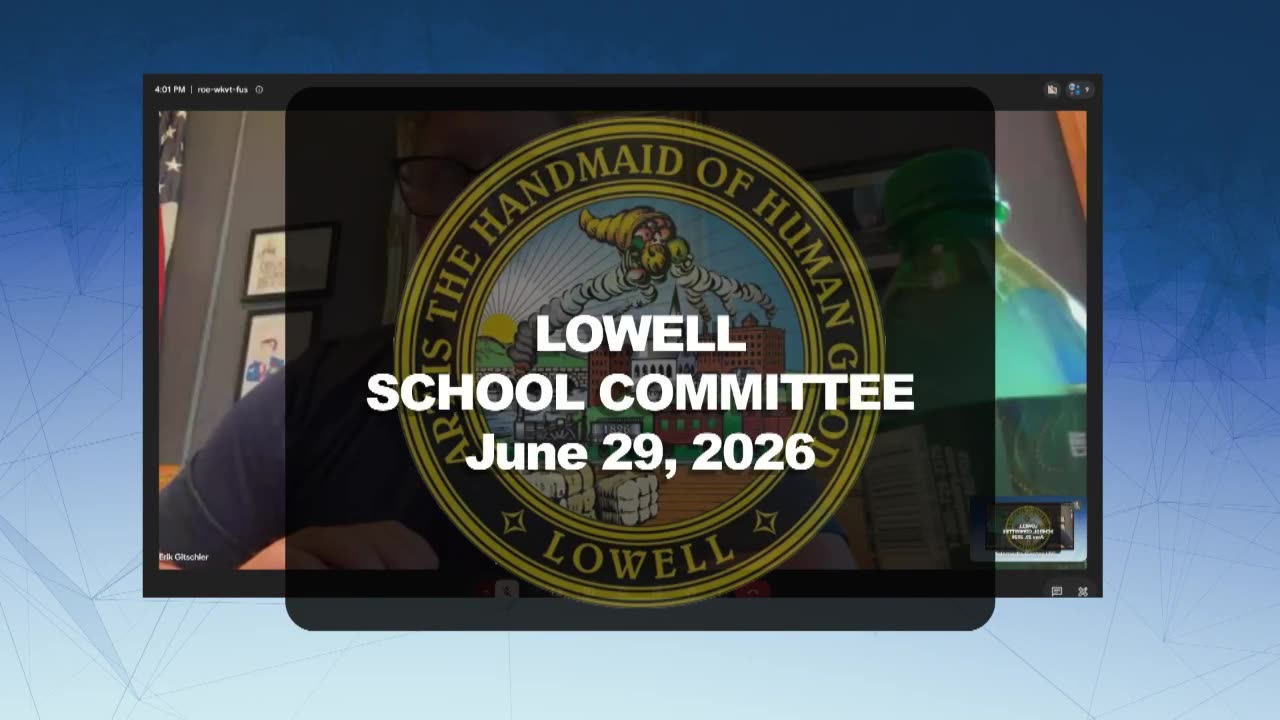 Lowell School Committee seal with meeting date