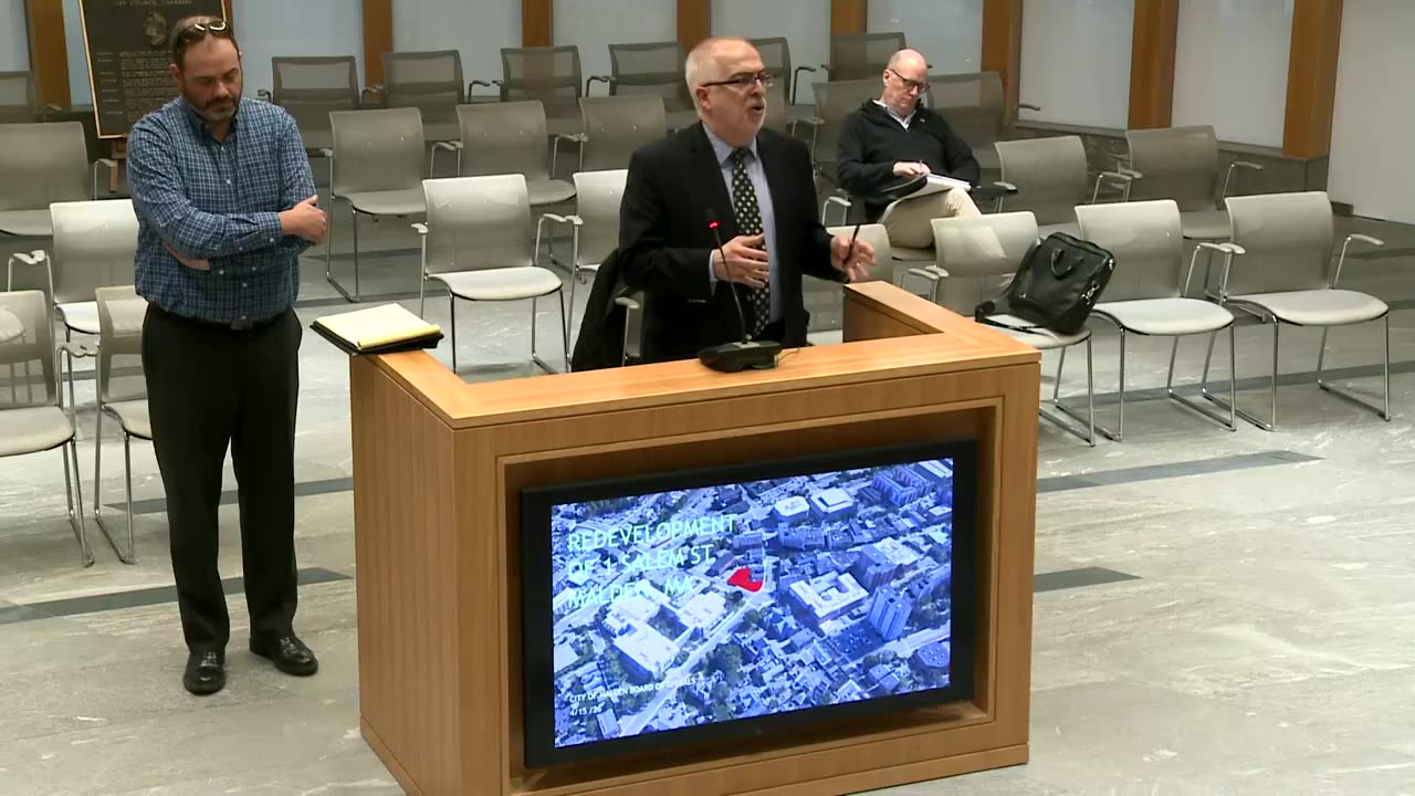 Aerial map of 1 Salem St redevelopment site with red highlight