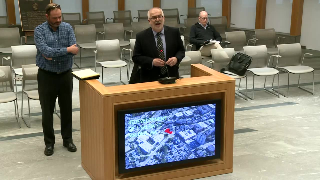 Aerial map of 1 Salem St redevelopment site with red highlight