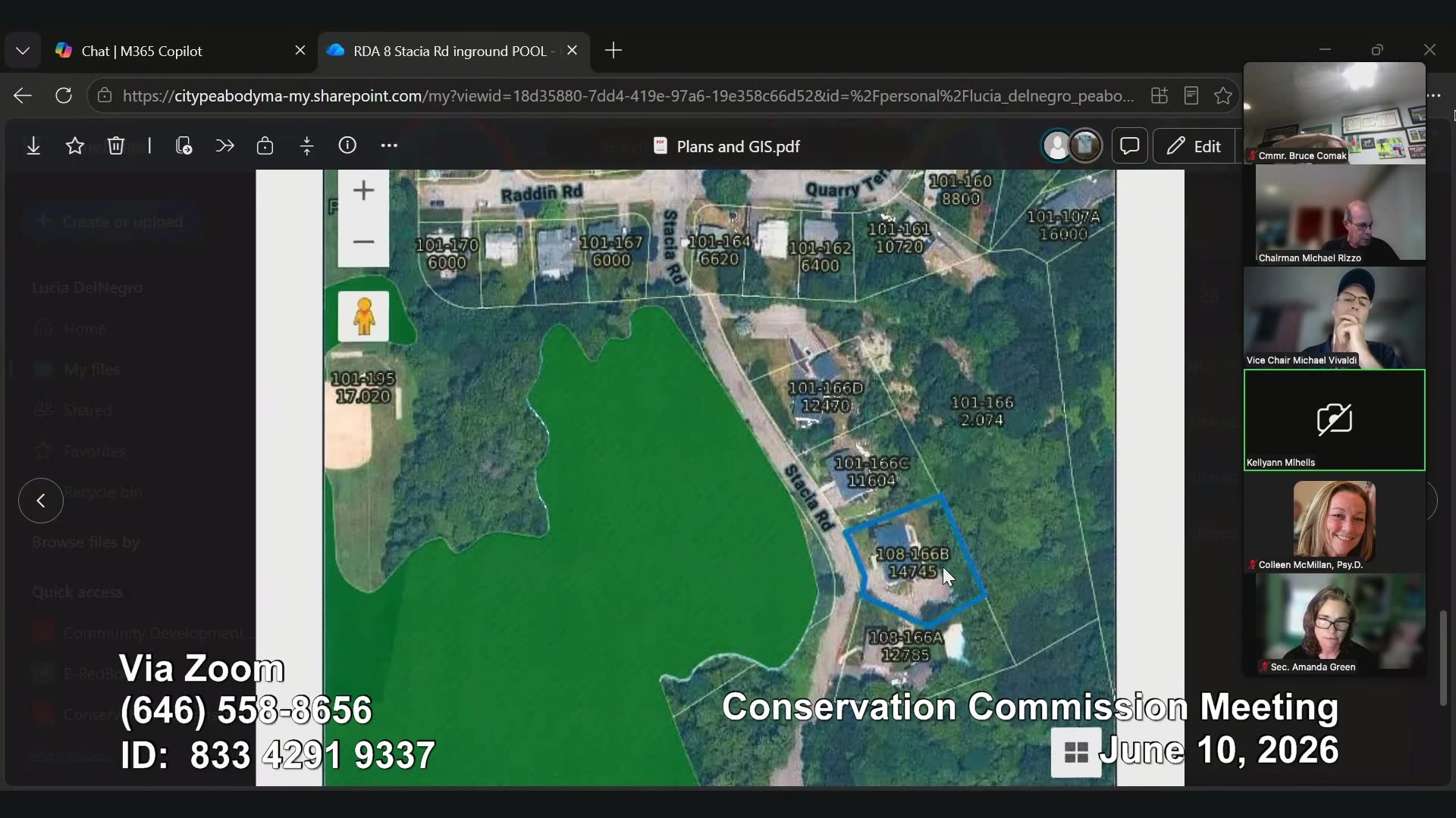 GIS map of Stacia Road parcels and conservation area