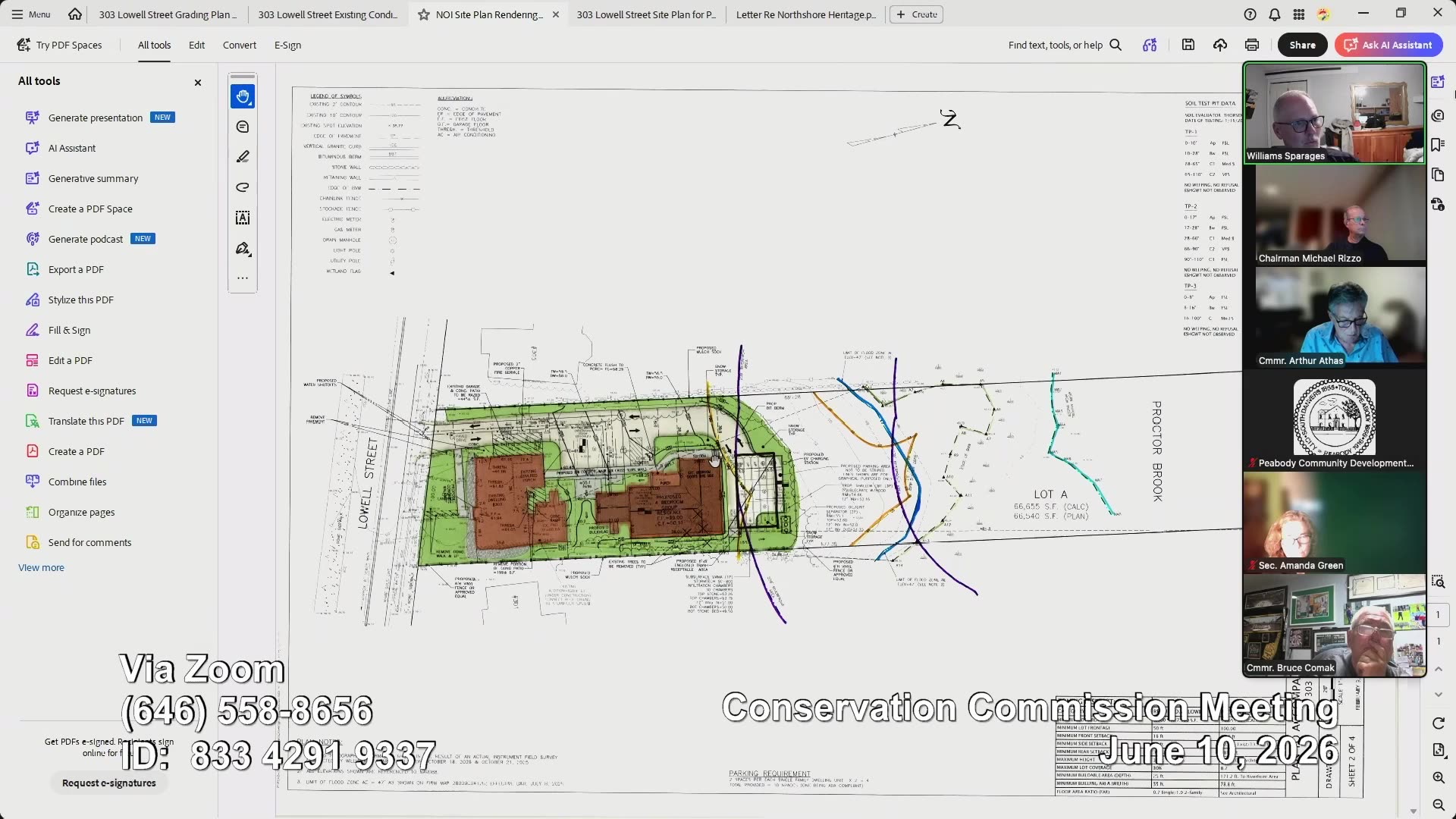 Architectural site plan with legend and parcel data