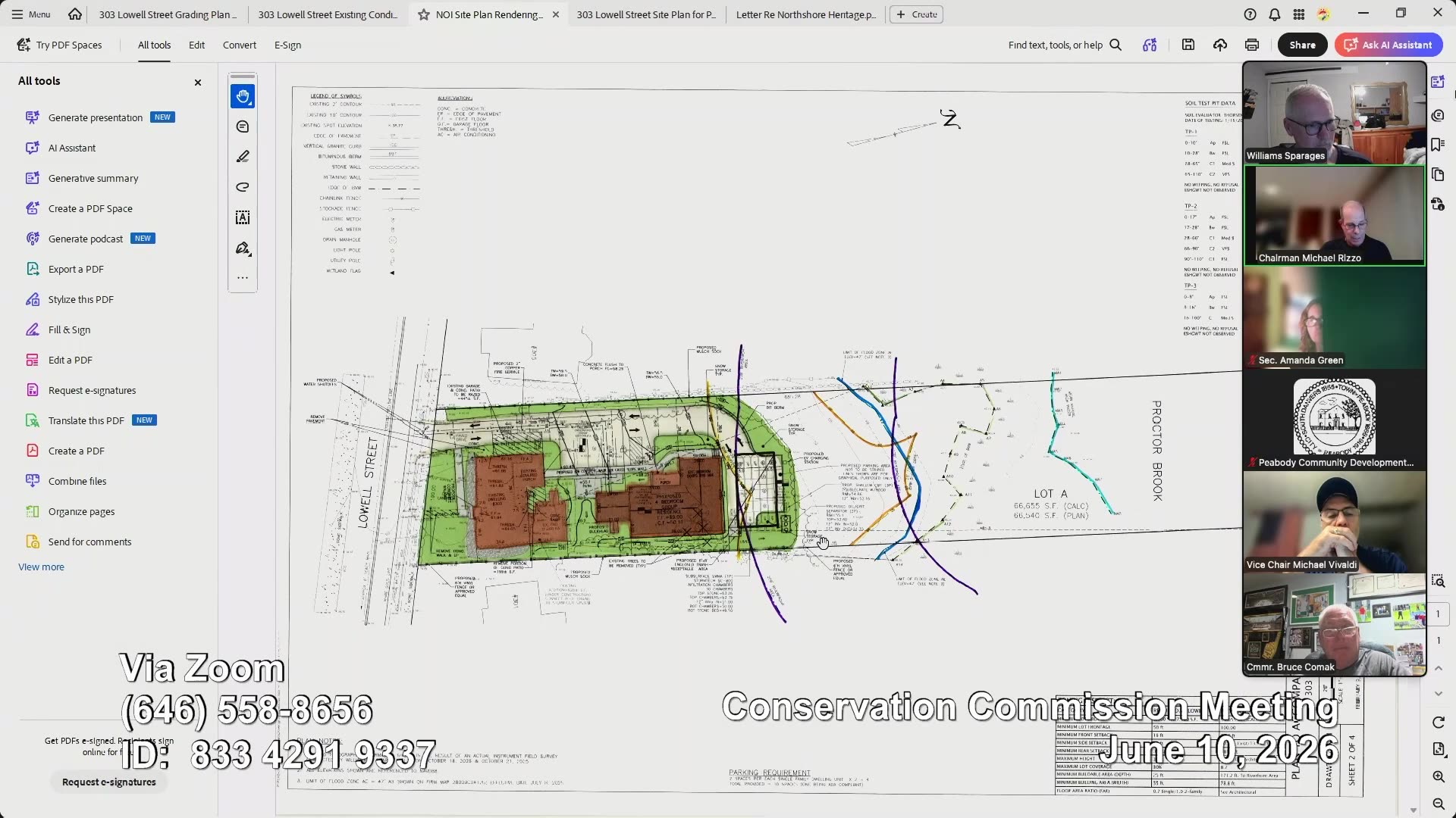 Site plan rendering with lot boundaries and utilities
