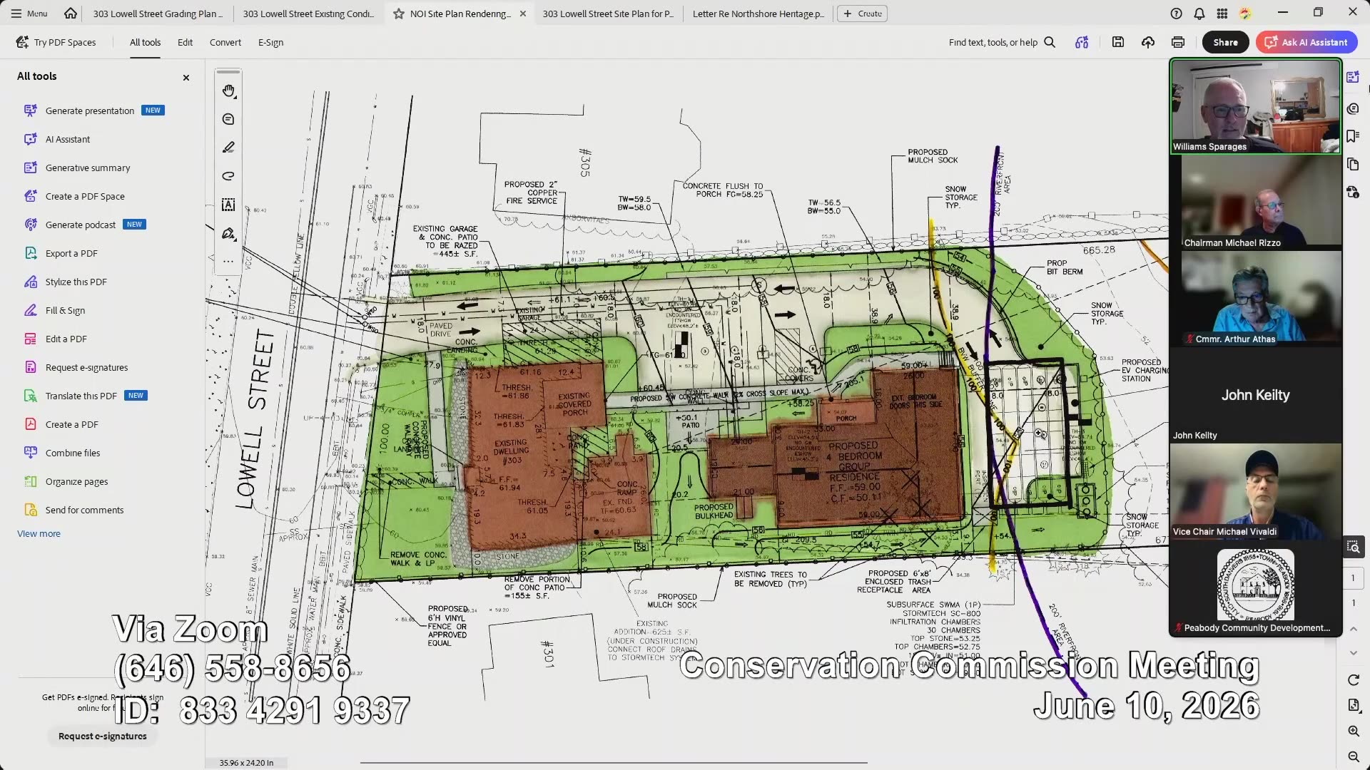 Site plan view highlighting stormwater and landscaping
