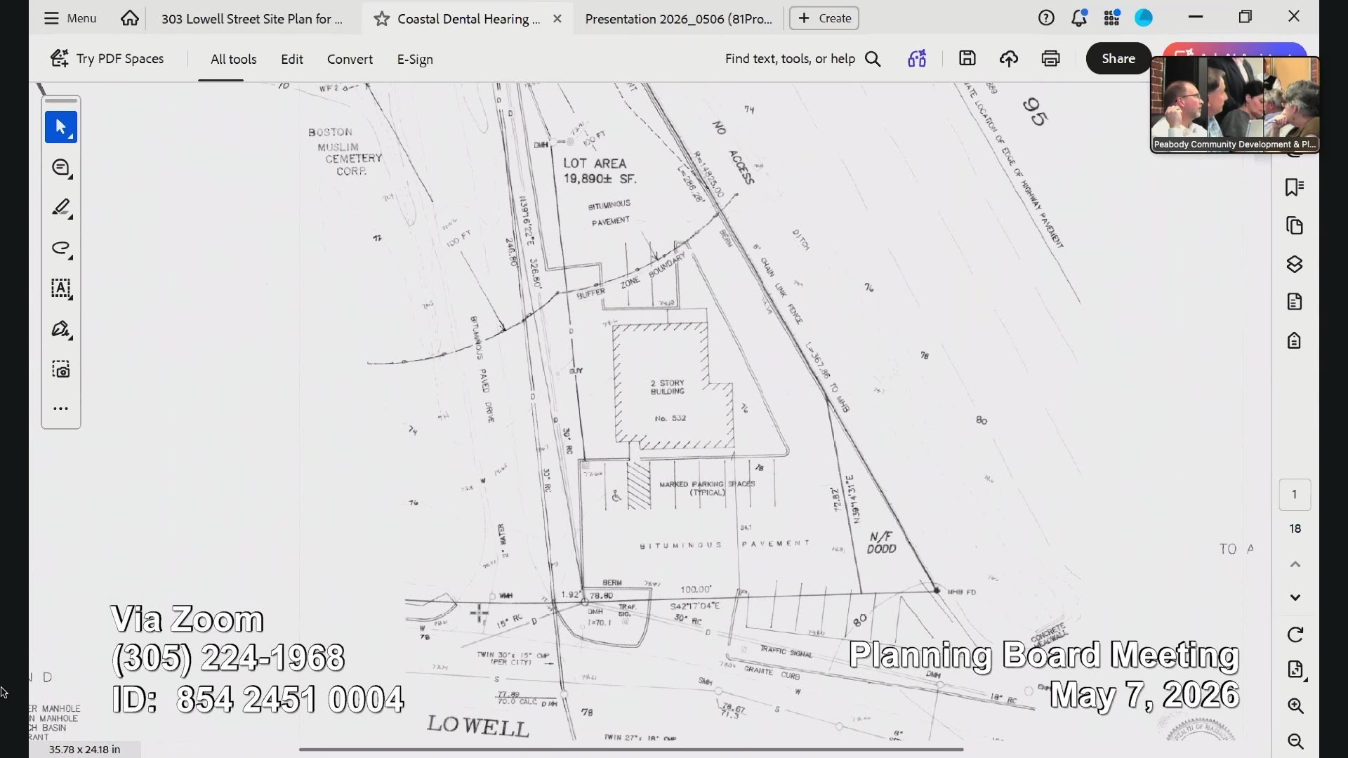 Site plan detail with lot dimensions, access, and parking
