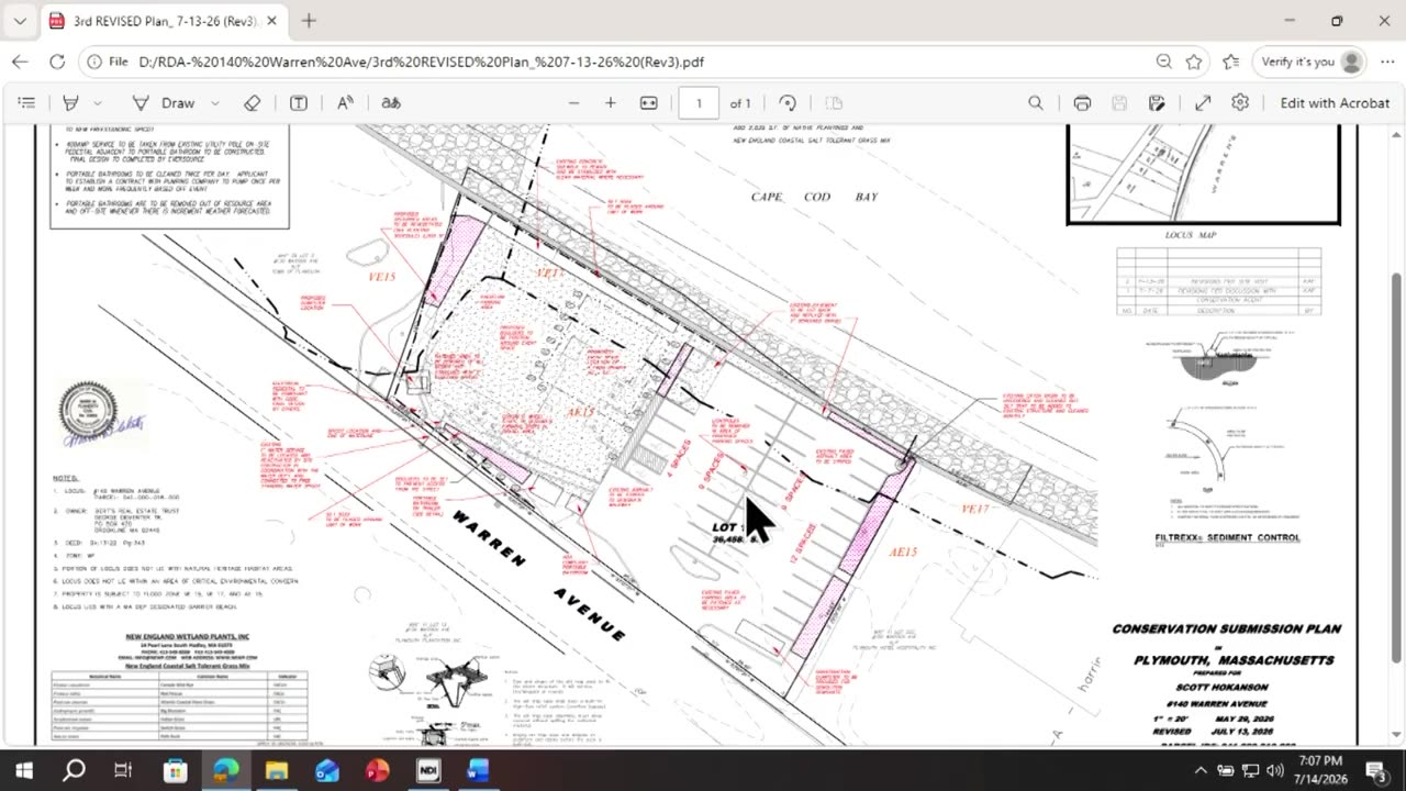 Conservation submission site plan, Warren Ave, Plymouth MA