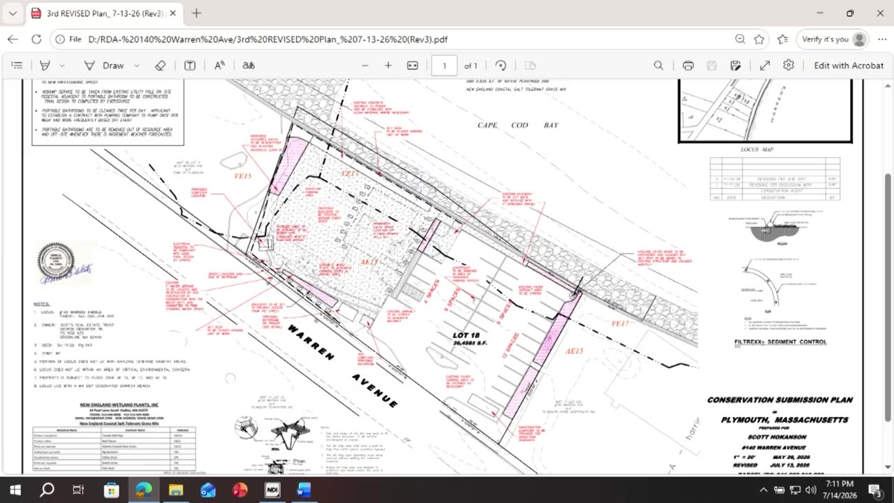 Revised site plan detail, Warren Ave conservation submission