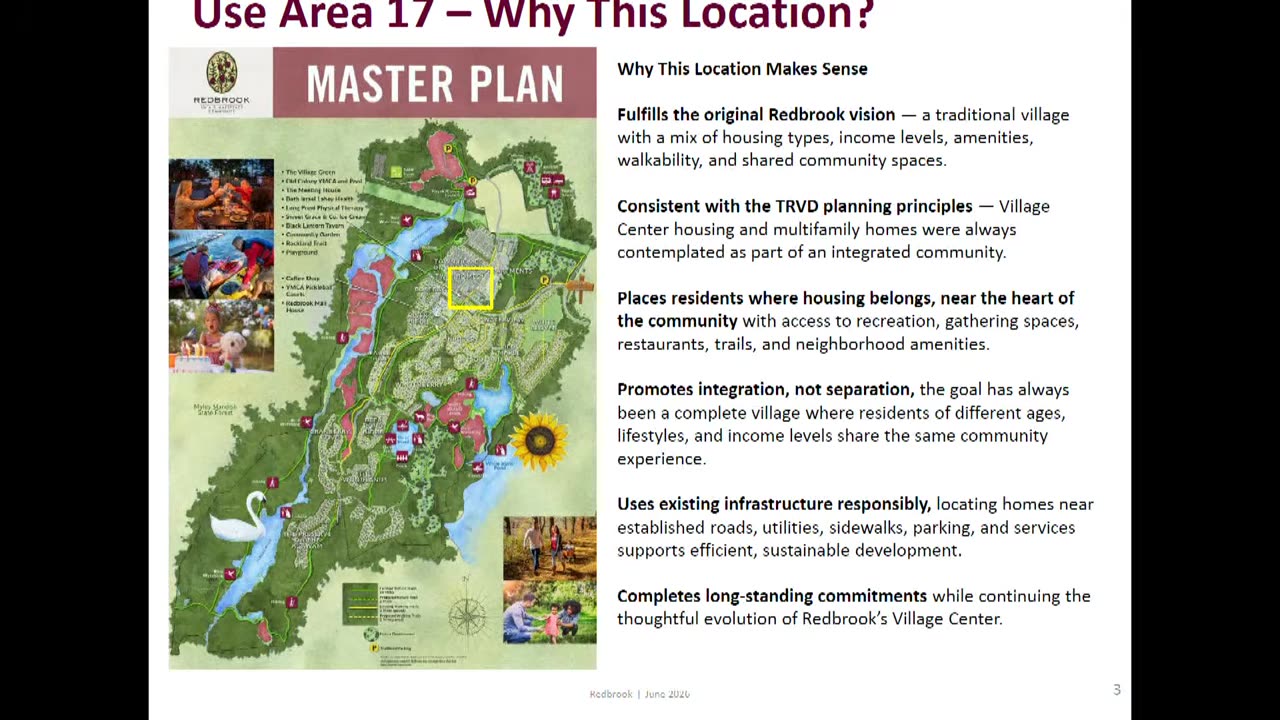 Master plan map and rationale for Redbrook Use Area 17