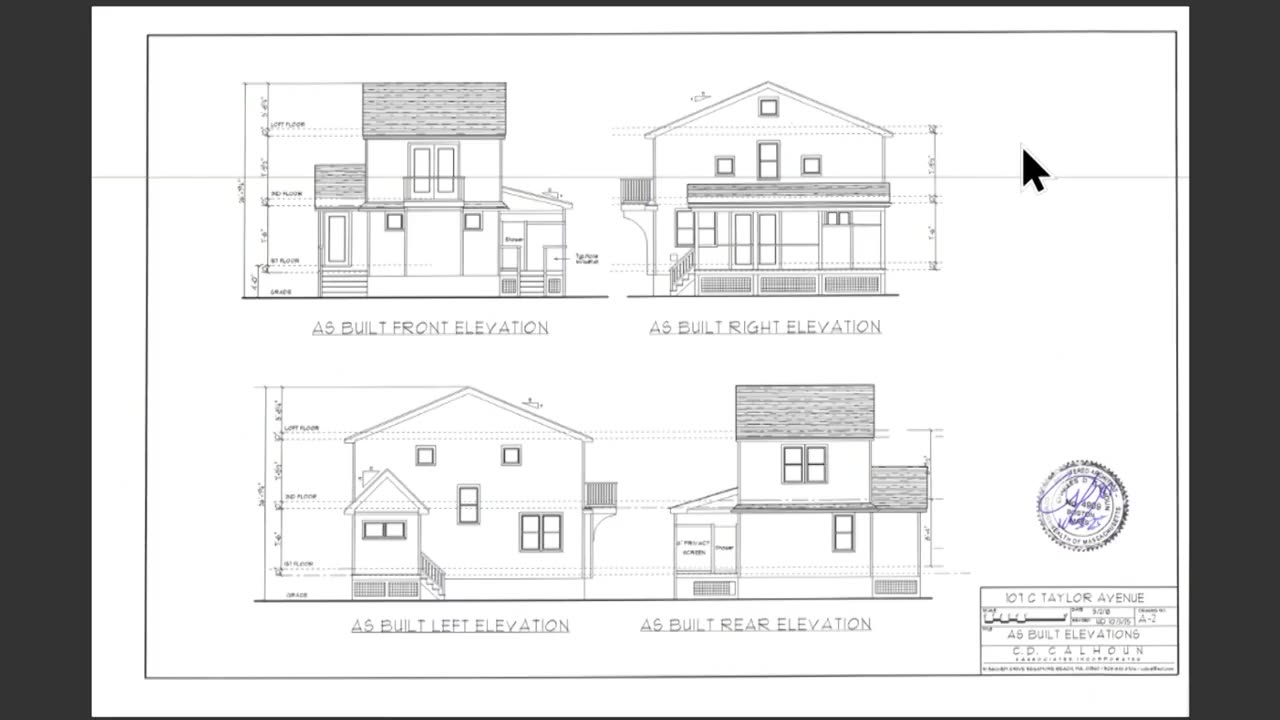 Architectural elevations for 101C Taylor Avenue residence